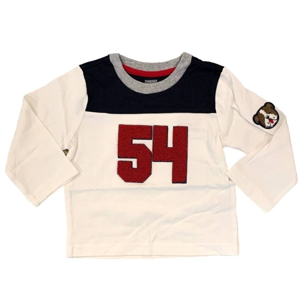 NWT Gymboree Boys Ivory/Red/Navy Embroidered Puppy Jersey Top
